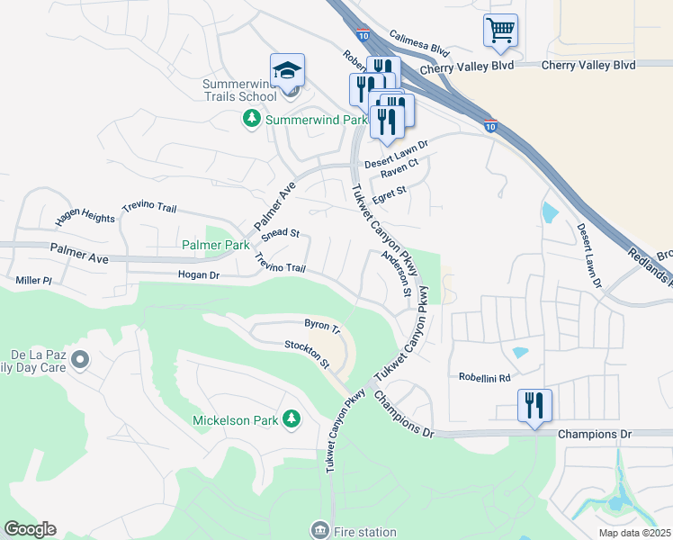 map of restaurants, bars, coffee shops, grocery stores, and more near 11235 Picard Place in Beaumont
