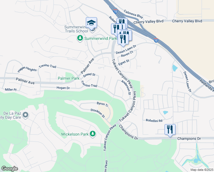 map of restaurants, bars, coffee shops, grocery stores, and more near 11235 Picard Place in Beaumont