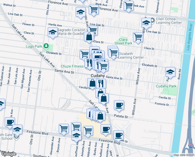 map of restaurants, bars, coffee shops, grocery stores, and more near 8135 Atlantic Avenue in Cudahy