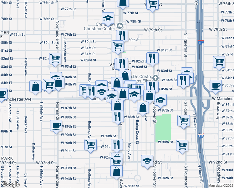 map of restaurants, bars, coffee shops, grocery stores, and more near in Los Angeles
