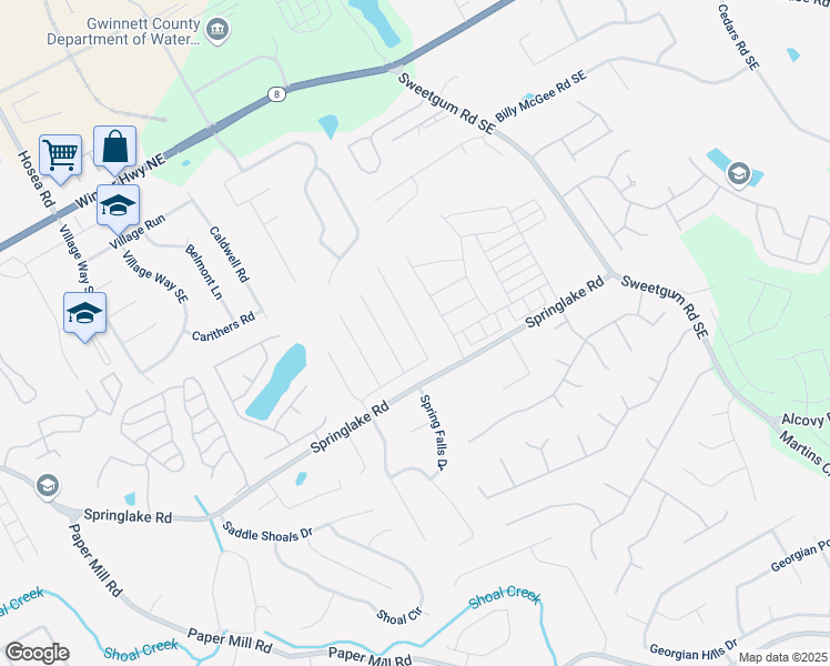 map of restaurants, bars, coffee shops, grocery stores, and more near 755 Ashland Park Way Southeast in Lawrenceville