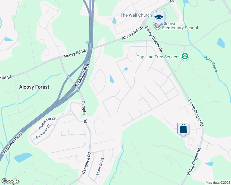 map of restaurants, bars, coffee shops, grocery stores, and more near 1883 Gray Wolf Lane in Dacula