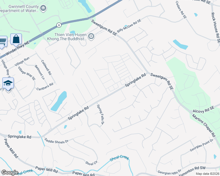 map of restaurants, bars, coffee shops, grocery stores, and more near 87 Old Winder Road in Lawrenceville