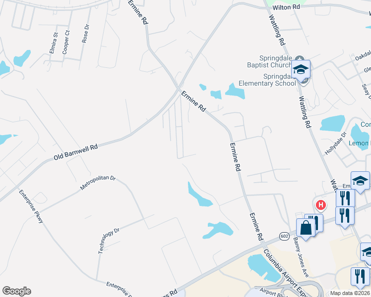 map of restaurants, bars, coffee shops, grocery stores, and more near 880 Ermine Road in West Columbia