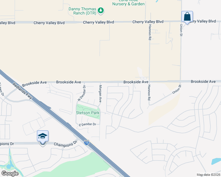 map of restaurants, bars, coffee shops, grocery stores, and more near 1171 Wisteria Way in Beaumont