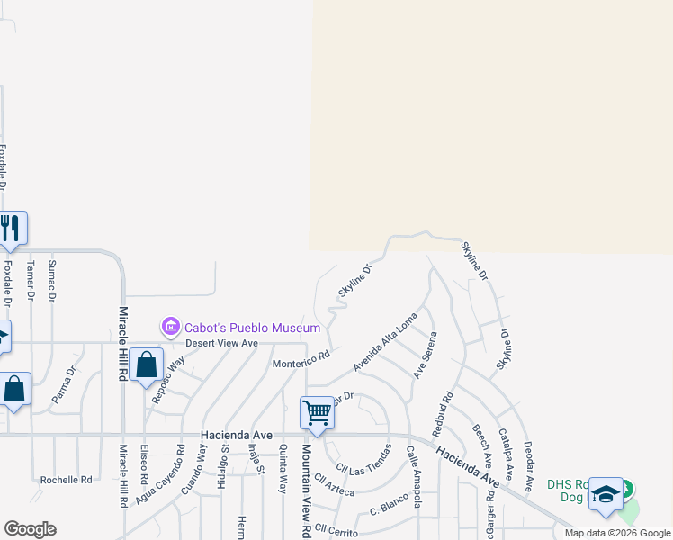 map of restaurants, bars, coffee shops, grocery stores, and more near in Desert Hot Springs