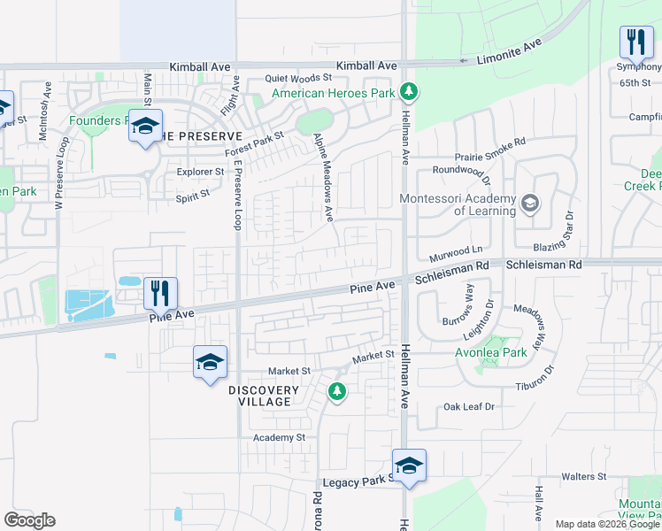 map of restaurants, bars, coffee shops, grocery stores, and more near 8704 Celebration Street in Chino