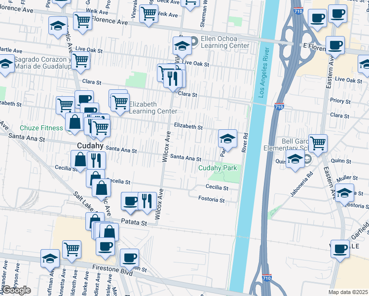 map of restaurants, bars, coffee shops, grocery stores, and more near 8015 Alamo Avenue in Cudahy