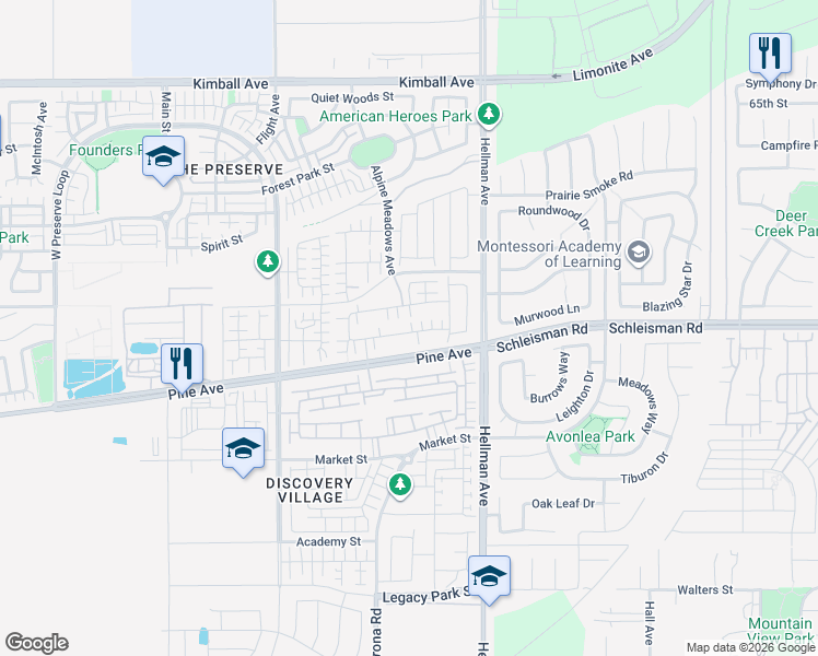 map of restaurants, bars, coffee shops, grocery stores, and more near 8753 Celebration Street in Chino