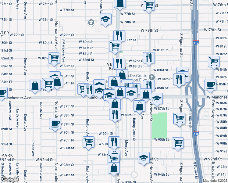 map of restaurants, bars, coffee shops, grocery stores, and more near in Los Angeles