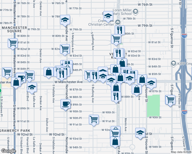 map of restaurants, bars, coffee shops, grocery stores, and more near in Los Angeles