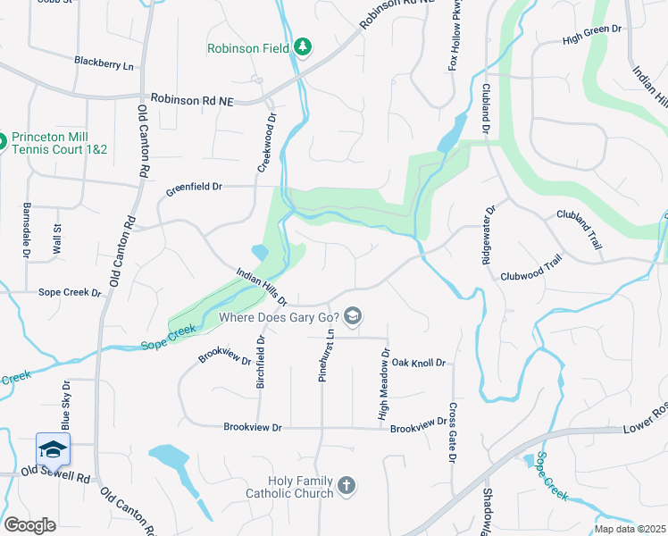 map of restaurants, bars, coffee shops, grocery stores, and more near 529 Greystone Trail in Marietta
