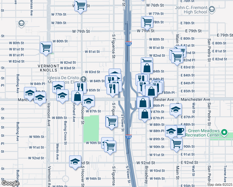 map of restaurants, bars, coffee shops, grocery stores, and more near in Los Angeles