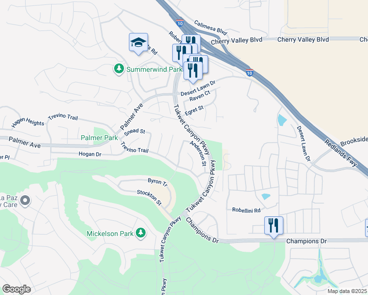 map of restaurants, bars, coffee shops, grocery stores, and more near 11138 Rosburg Road in Beaumont