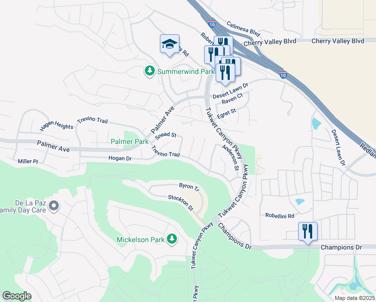 map of restaurants, bars, coffee shops, grocery stores, and more near 11223 Coody Court in Beaumont