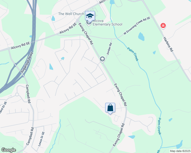 map of restaurants, bars, coffee shops, grocery stores, and more near 1031 Jordan Road in Dacula