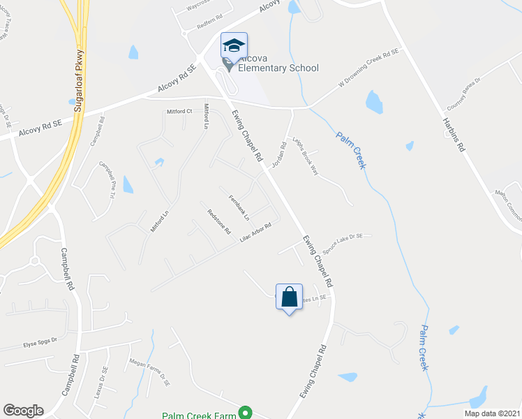 map of restaurants, bars, coffee shops, grocery stores, and more near 2064 Lilac Arbor Way in Dacula