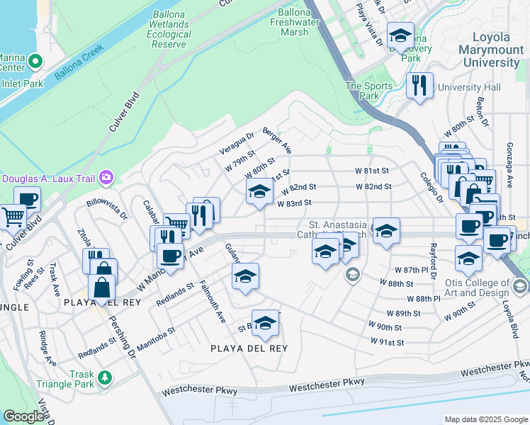 map of restaurants, bars, coffee shops, grocery stores, and more near in 