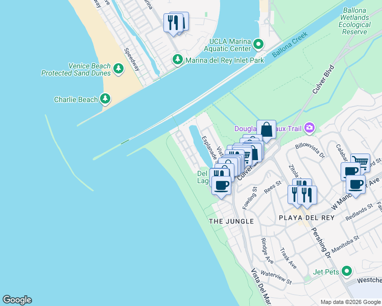 map of restaurants, bars, coffee shops, grocery stores, and more near 6400 Pacific Avenue in Los Angeles