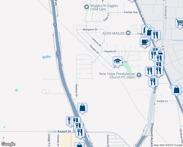 map of restaurants, bars, coffee shops, grocery stores, and more near 11 Town and Country Drive in Wichita Falls