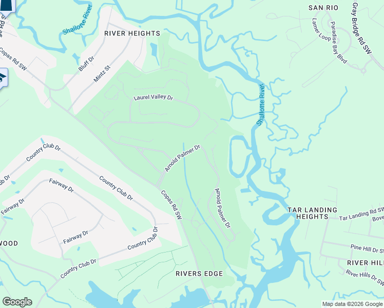 map of restaurants, bars, coffee shops, grocery stores, and more near 1988 Arnold Palmer Drive in Shallotte