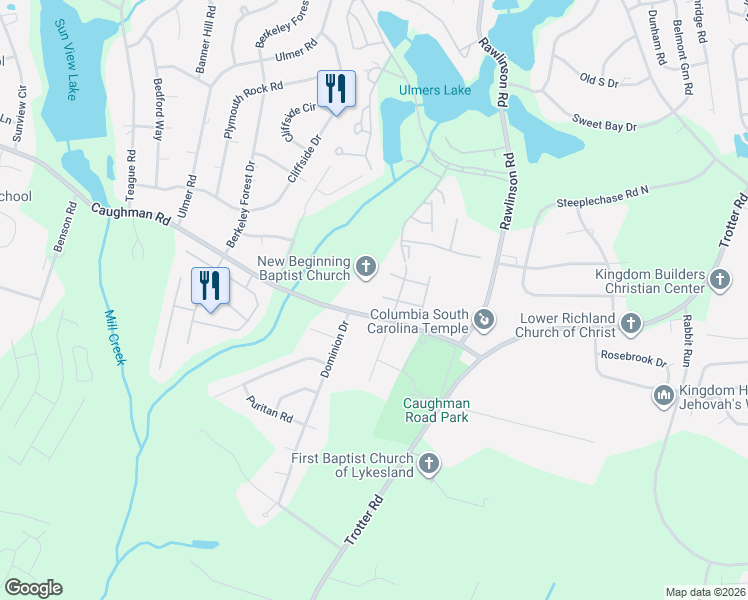 map of restaurants, bars, coffee shops, grocery stores, and more near 1904 North Twin Oaks in Columbia