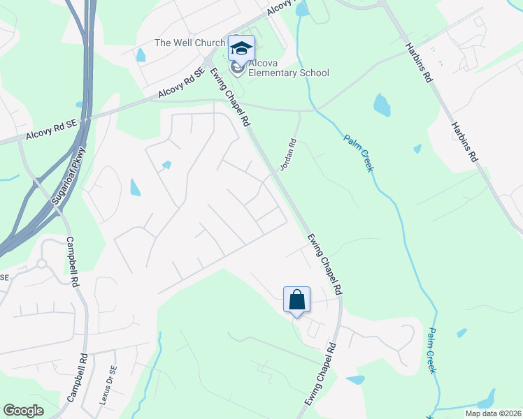 map of restaurants, bars, coffee shops, grocery stores, and more near 2074 Lilac Arbor Way in Dacula