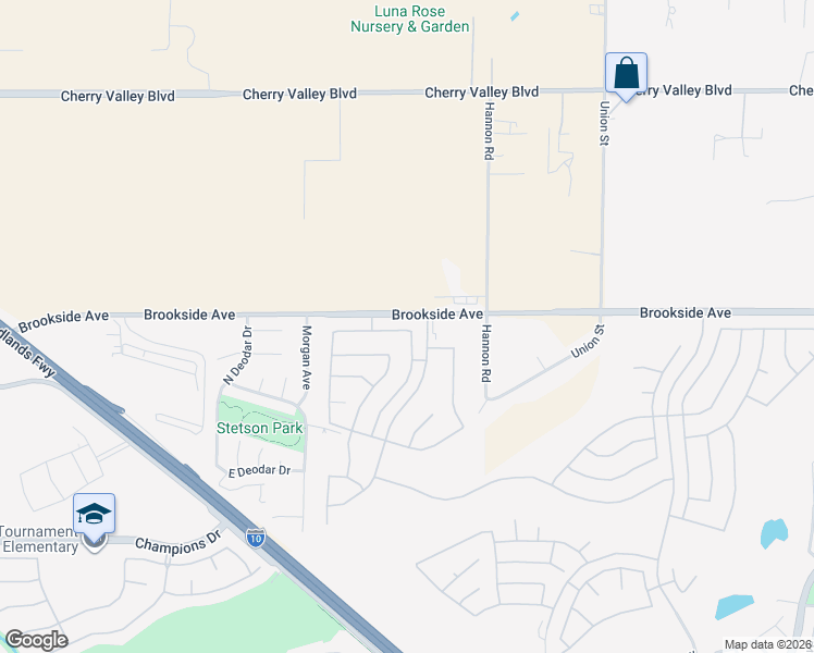 map of restaurants, bars, coffee shops, grocery stores, and more near 1148 Lantana Road in Beaumont