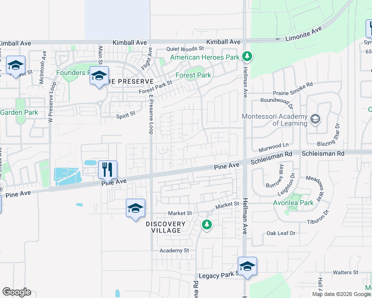 map of restaurants, bars, coffee shops, grocery stores, and more near 16088 Huckleberry Avenue in Chino