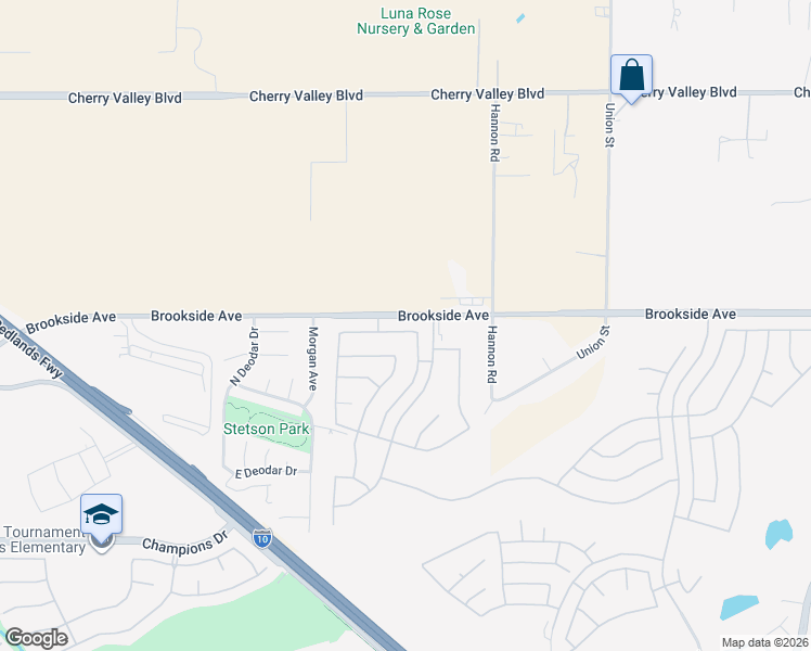 map of restaurants, bars, coffee shops, grocery stores, and more near 1148 Lantana Road in Beaumont