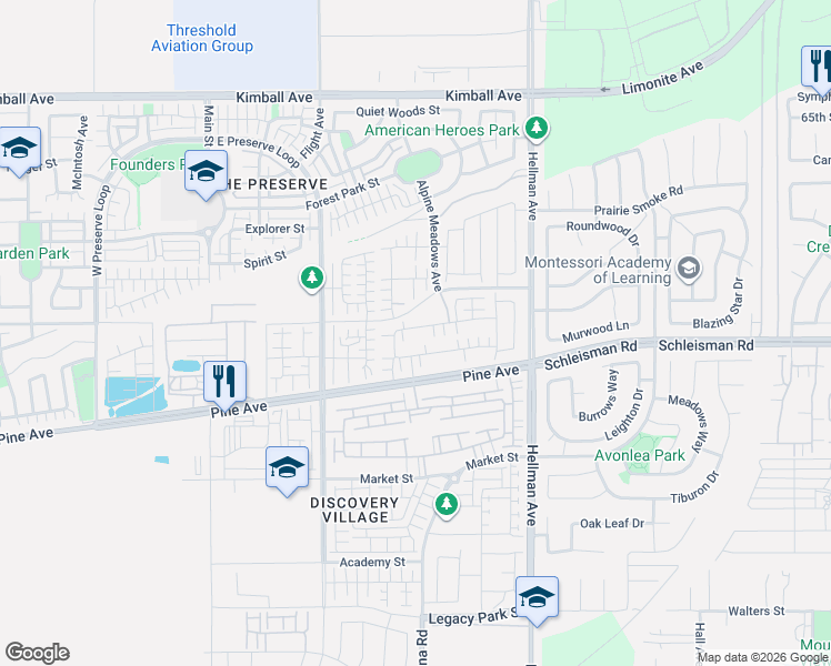 map of restaurants, bars, coffee shops, grocery stores, and more near 8712 Festival Street in Chino