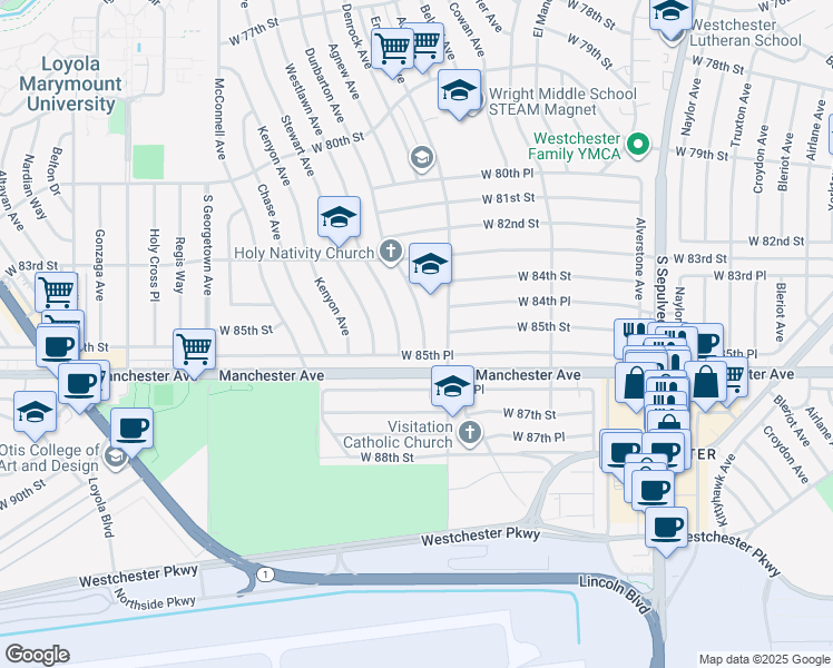 map of restaurants, bars, coffee shops, grocery stores, and more near 8371 Dunbarton Avenue in Los Angeles