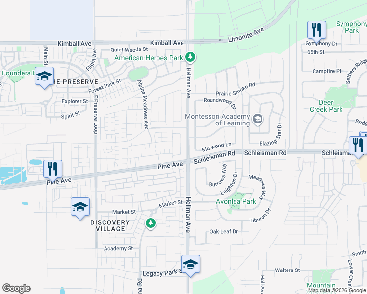 map of restaurants, bars, coffee shops, grocery stores, and more near 16119 Almond Avenue in Chino