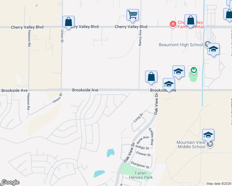 map of restaurants, bars, coffee shops, grocery stores, and more near 832 Annandale Road in Beaumont