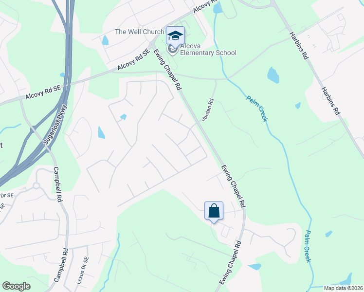 map of restaurants, bars, coffee shops, grocery stores, and more near 1042 Jordan Road in Dacula