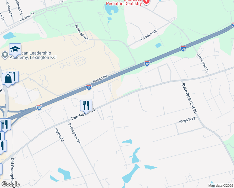 map of restaurants, bars, coffee shops, grocery stores, and more near 1022 State Road S-32-70 in Lexington