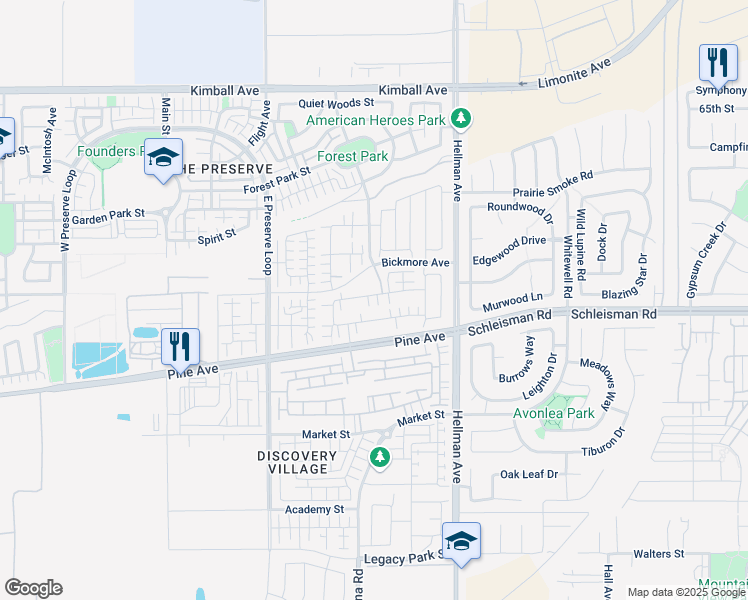 map of restaurants, bars, coffee shops, grocery stores, and more near 8751 Festival Street in Chino