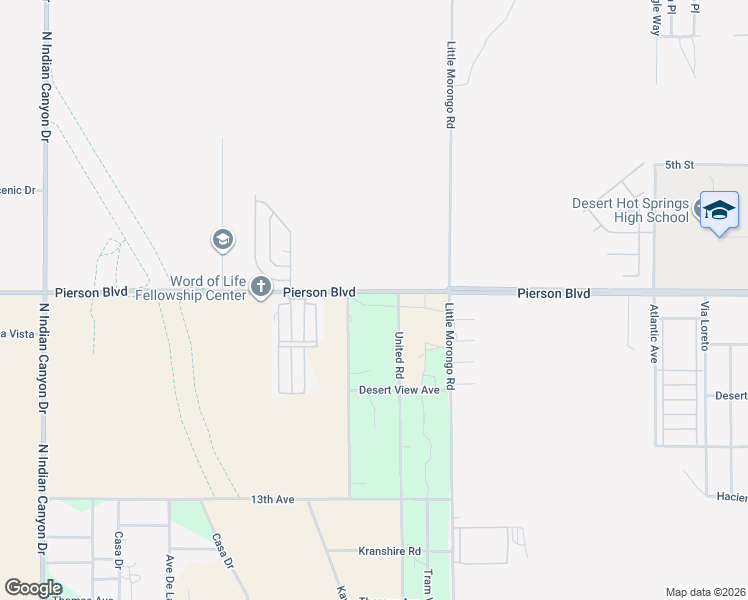 map of restaurants, bars, coffee shops, grocery stores, and more near 64825 Pierson Boulevard in Desert Hot Springs