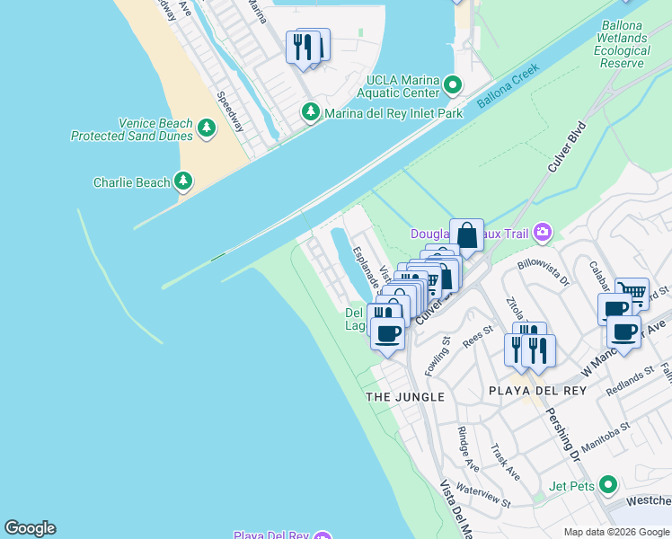 map of restaurants, bars, coffee shops, grocery stores, and more near 6400 Pacific Avenue in Los Angeles