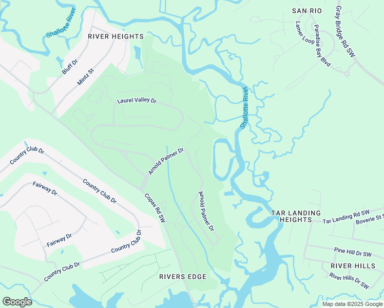 map of restaurants, bars, coffee shops, grocery stores, and more near 488 River Bluff Drive in Shallotte