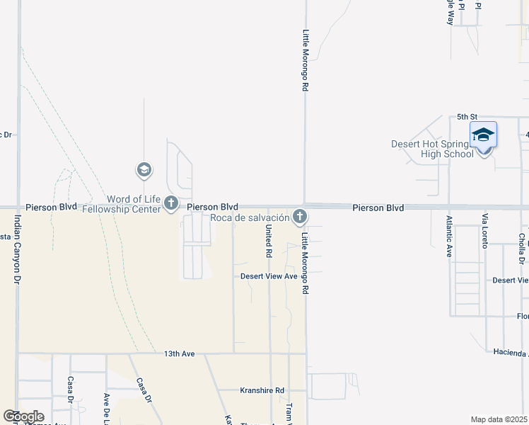 map of restaurants, bars, coffee shops, grocery stores, and more near 64835 Pierson Boulevard in Desert Hot Springs