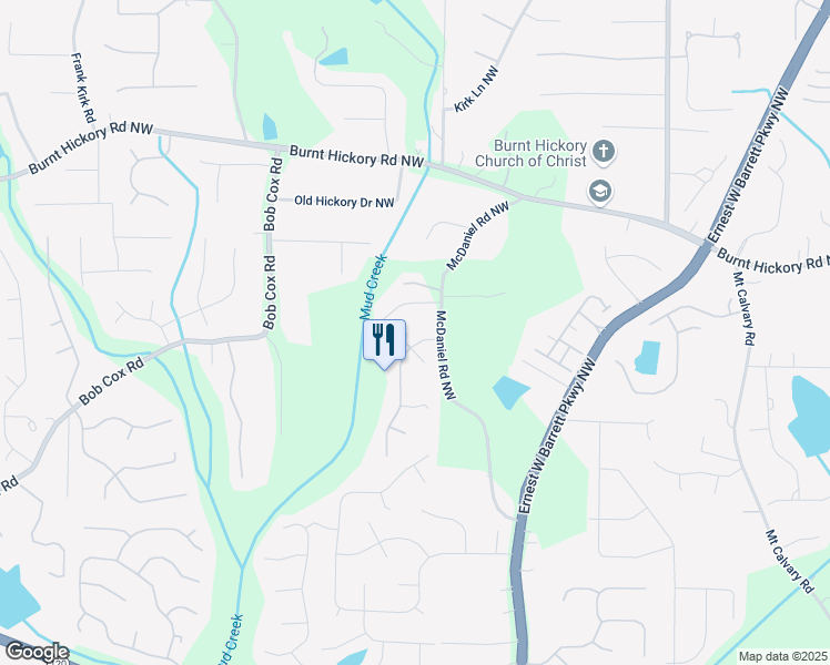 map of restaurants, bars, coffee shops, grocery stores, and more near 235 Rippling Drive Northwest in Marietta