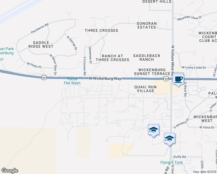 map of restaurants, bars, coffee shops, grocery stores, and more near 2414-2422 West Beacon Street in Wickenburg