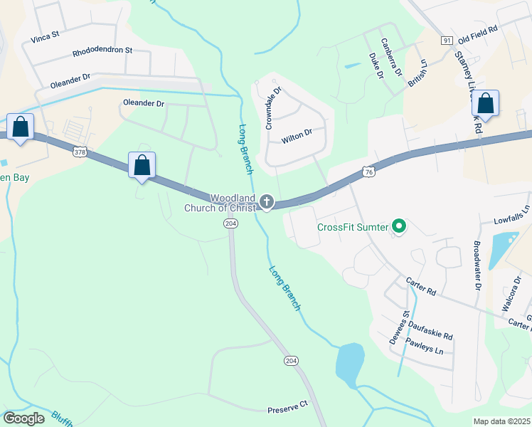 map of restaurants, bars, coffee shops, grocery stores, and more near 3370 Broad Street in Sumter