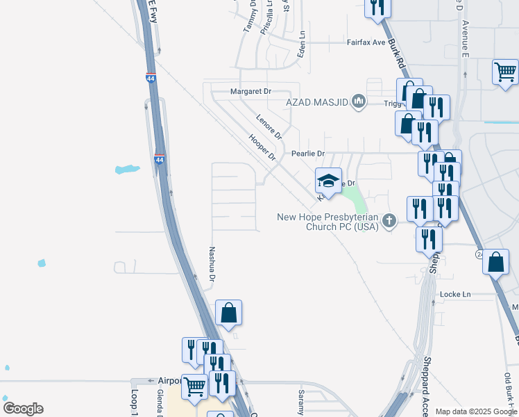 map of restaurants, bars, coffee shops, grocery stores, and more near 11 Town and Country Drive in Wichita Falls