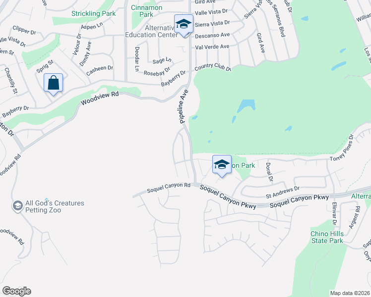 map of restaurants, bars, coffee shops, grocery stores, and more near 16057 Augusta Drive in Chino Hills