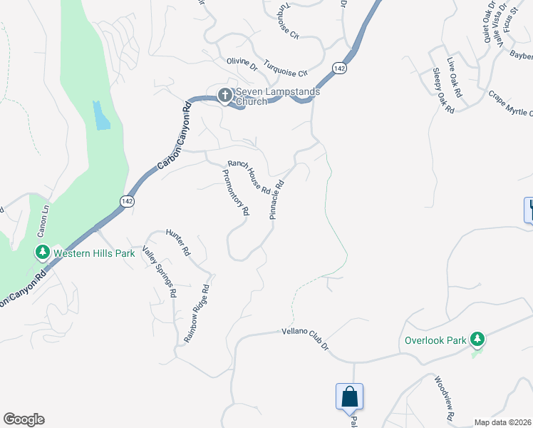 map of restaurants, bars, coffee shops, grocery stores, and more near 16065 Pinnacle Road in Chino Hills