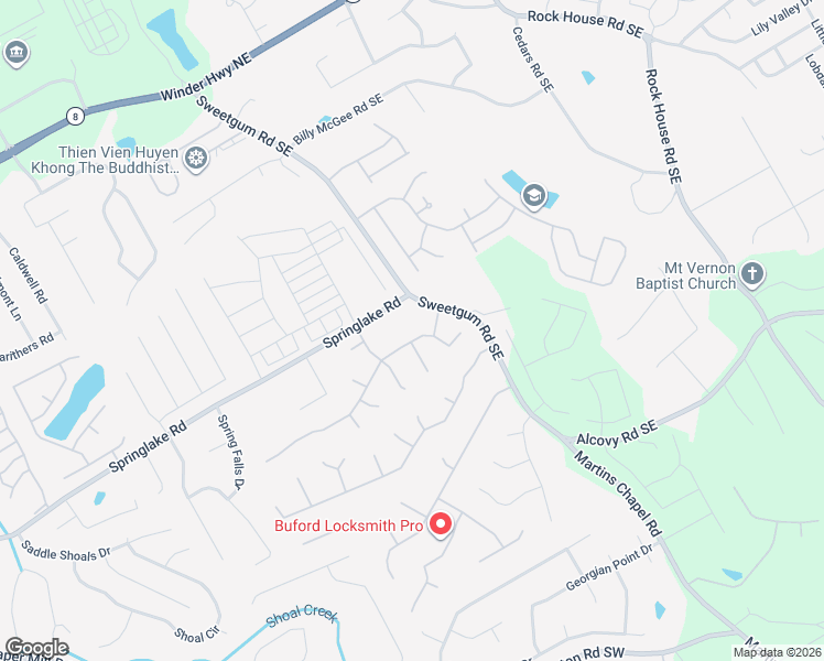 map of restaurants, bars, coffee shops, grocery stores, and more near 450 Dunagan Drive in Lawrenceville