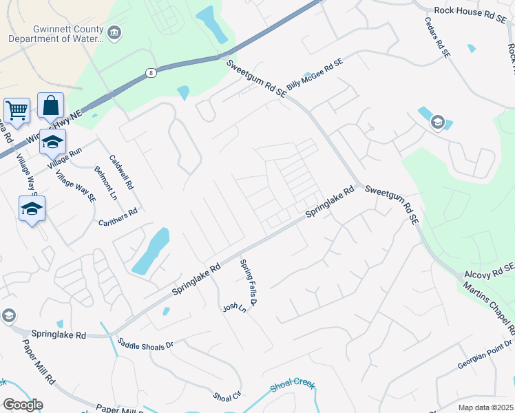 map of restaurants, bars, coffee shops, grocery stores, and more near 714 Lily Blossom Path in Lawrenceville