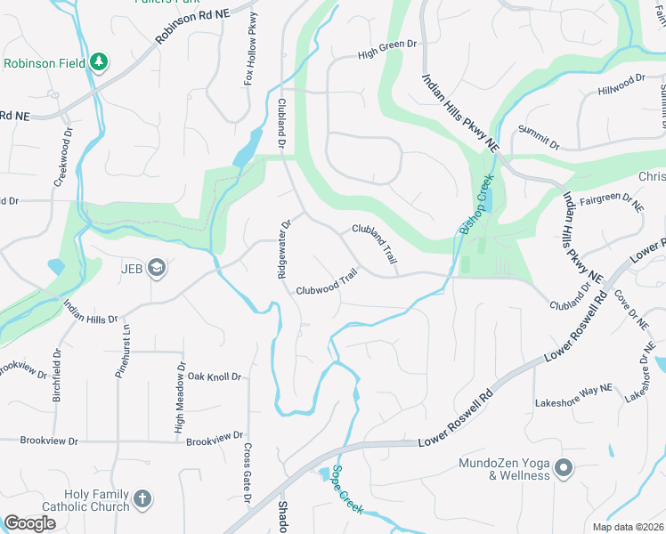 map of restaurants, bars, coffee shops, grocery stores, and more near 590 Clubwood Court in Marietta